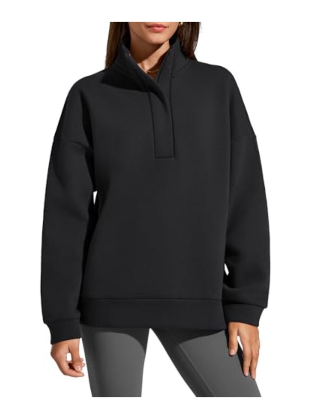 Flurrylux Fleece Lined Half Zip Mock Neck Cropped Sweatshirt Pullover